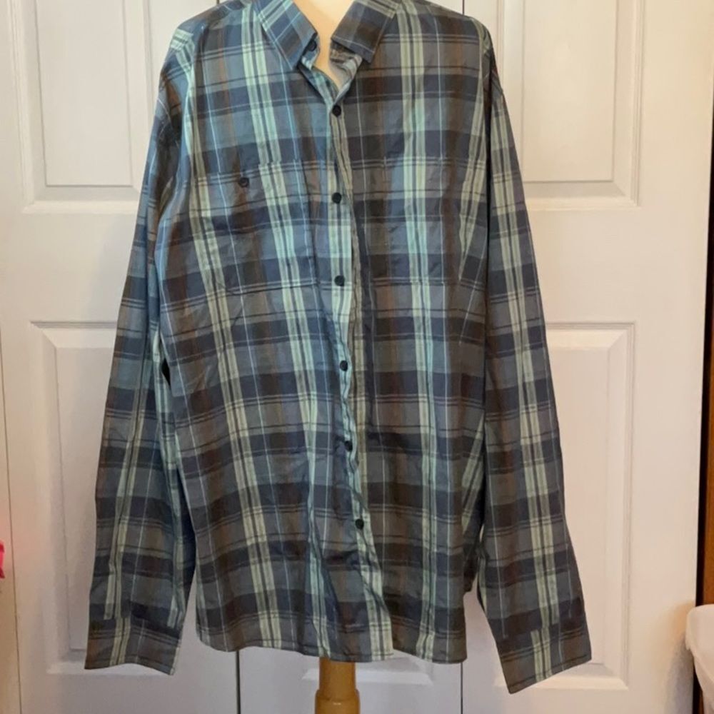Mens Merrell Plaid Button Down Shirt Blue Green‎ XXL